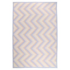 The Pastel Chevron Horizon: Vintage Indian Dhurrie Masterpiece of Quiet Elegance