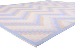 The Pastel Horizon: Vintage Indian Dhurrie Masterpiece of Nordic Desert Elegance