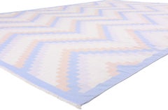 The Pastel Horizon: Vintage Indian Dhurrie Masterpiece of Nordic Desert Elegance