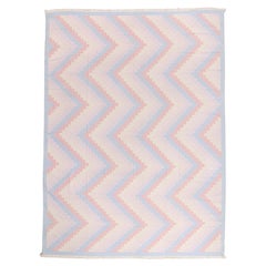 The Pastel Rhythm: A Vintage Indian Dhurrie Masterpiece of Nordic Calm