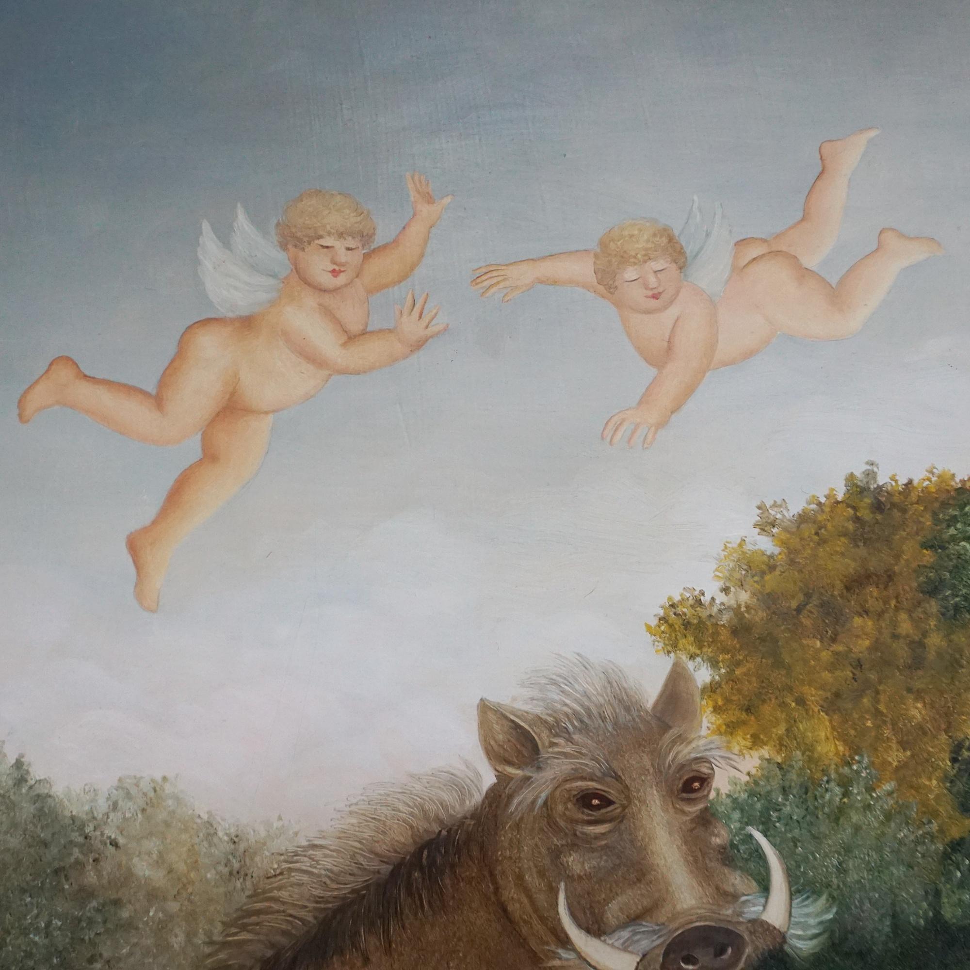 „The Peaceable Kingdom“, Öl auf Karton von Beryl Cook, OBE 1996 (Farbe) im Angebot