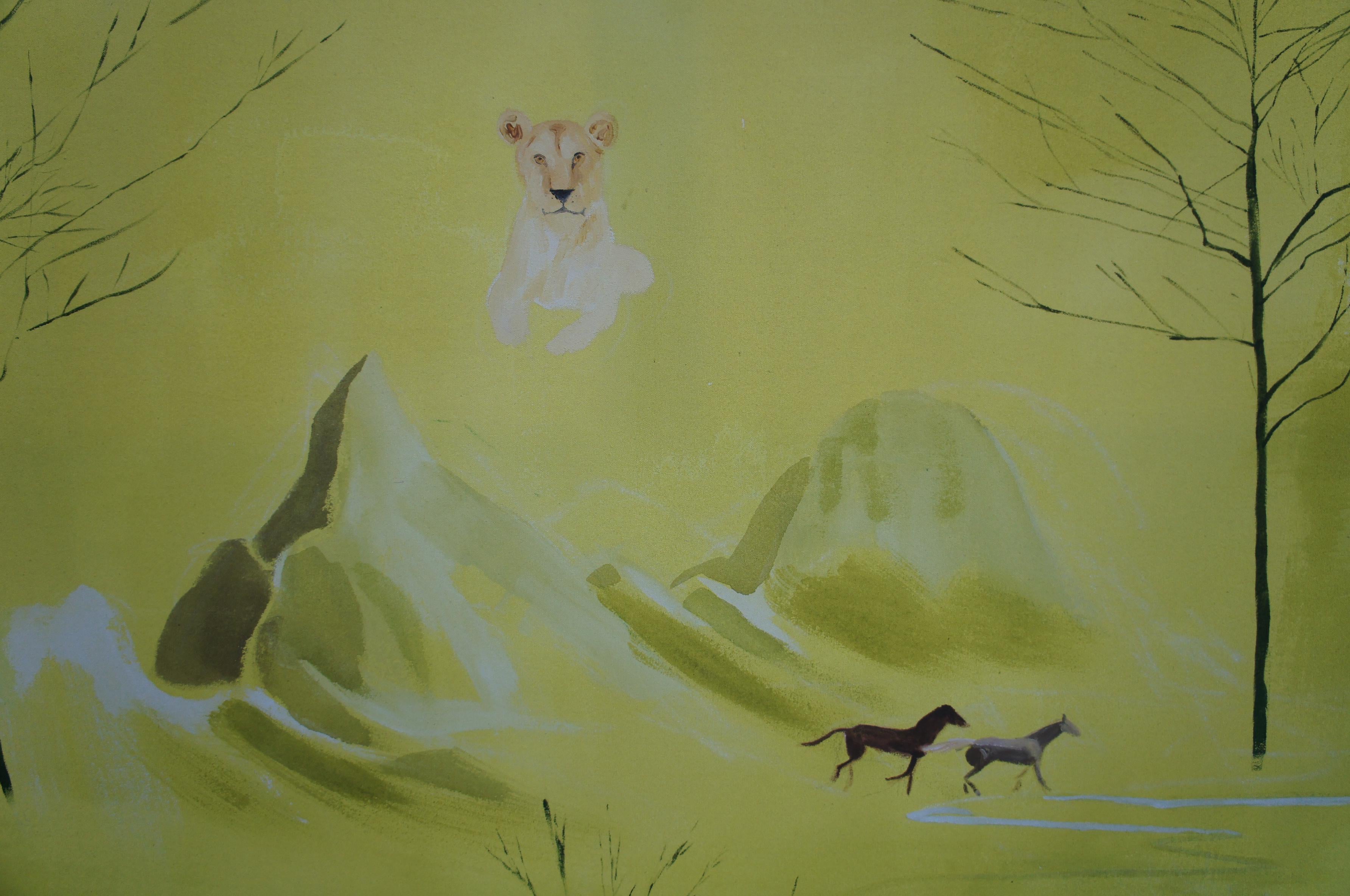 Modern The Peaceable Kingdom Donna Moylan Signed Oil on Canvas Painting 1992-1993 For Sale