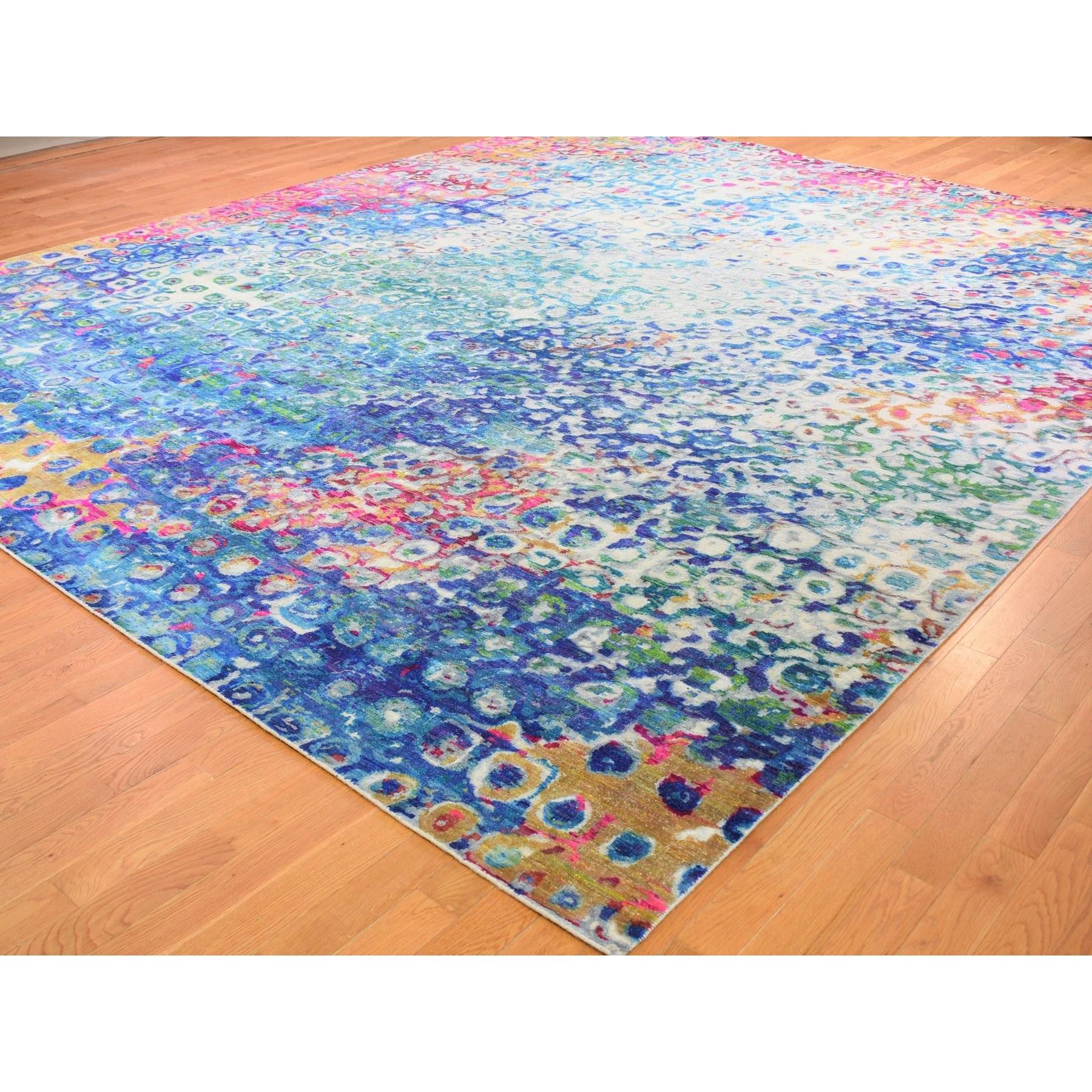 THE PEACOCK Übergroßer Sari farbenfroher handgeknüpfter Orientteppich aus Seide in Übergröße 11'10