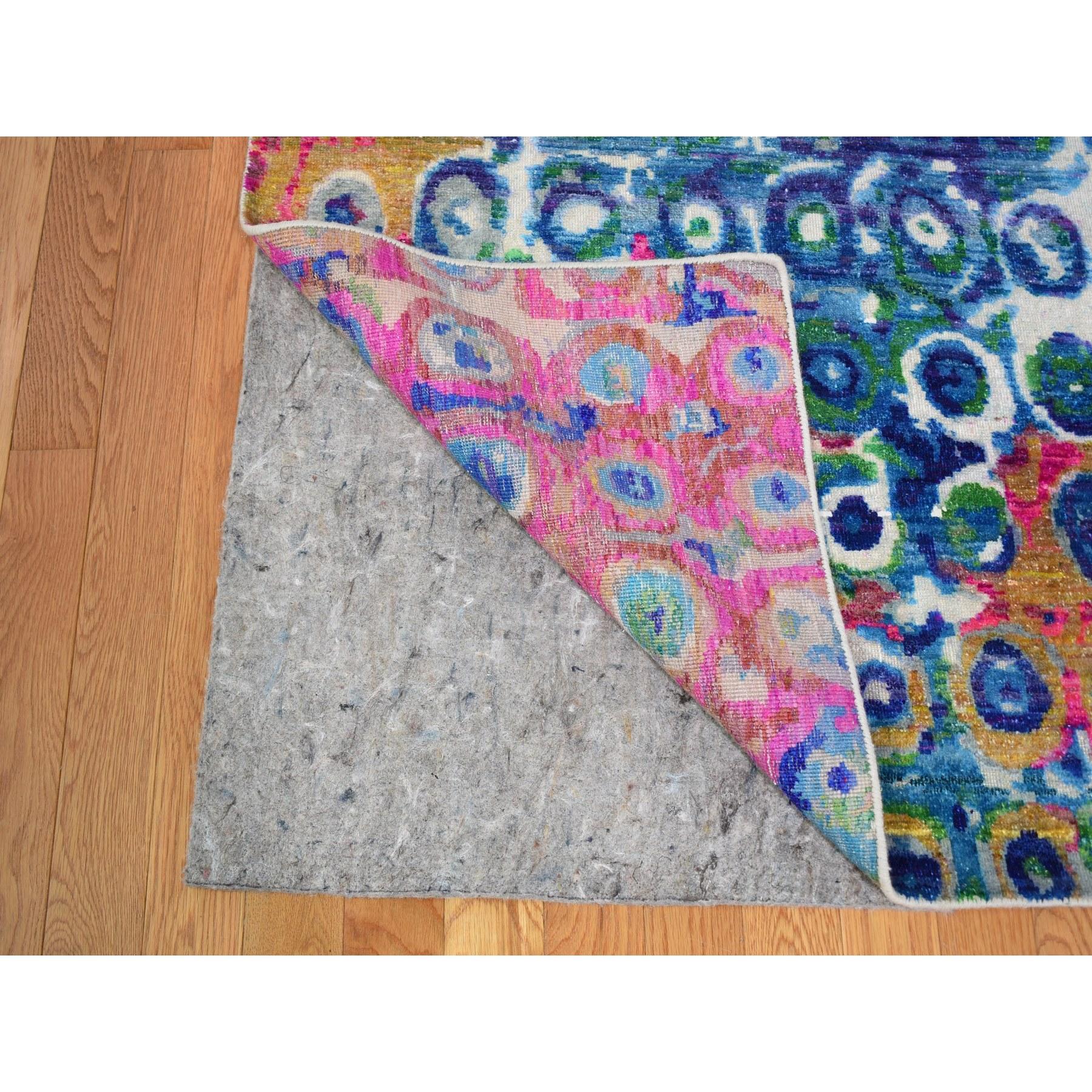 THE PEACOCK Übergroßer Sari farbenfroher handgeknüpfter Orientteppich aus Seide in Übergröße 11'10
