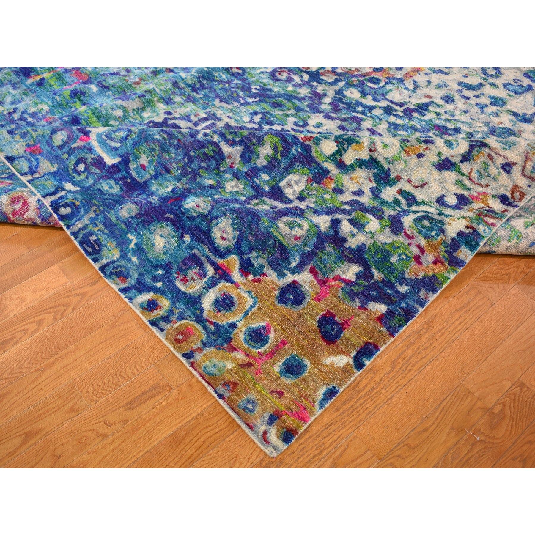 THE PEACOCK Übergroßer Sari farbenfroher handgeknüpfter Orientteppich aus Seide in Übergröße 11'10