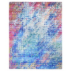 Tapis oriental surdimensionné Sari soie colorée nouée à la main 11'10" x 15'