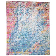 The Peacock Sari Silk Colorful Hand Knotted Oriental Rug