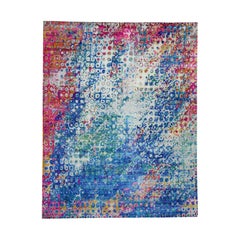 The Peacock Sari Silk Colorful Hand Knotted Oriental Rug