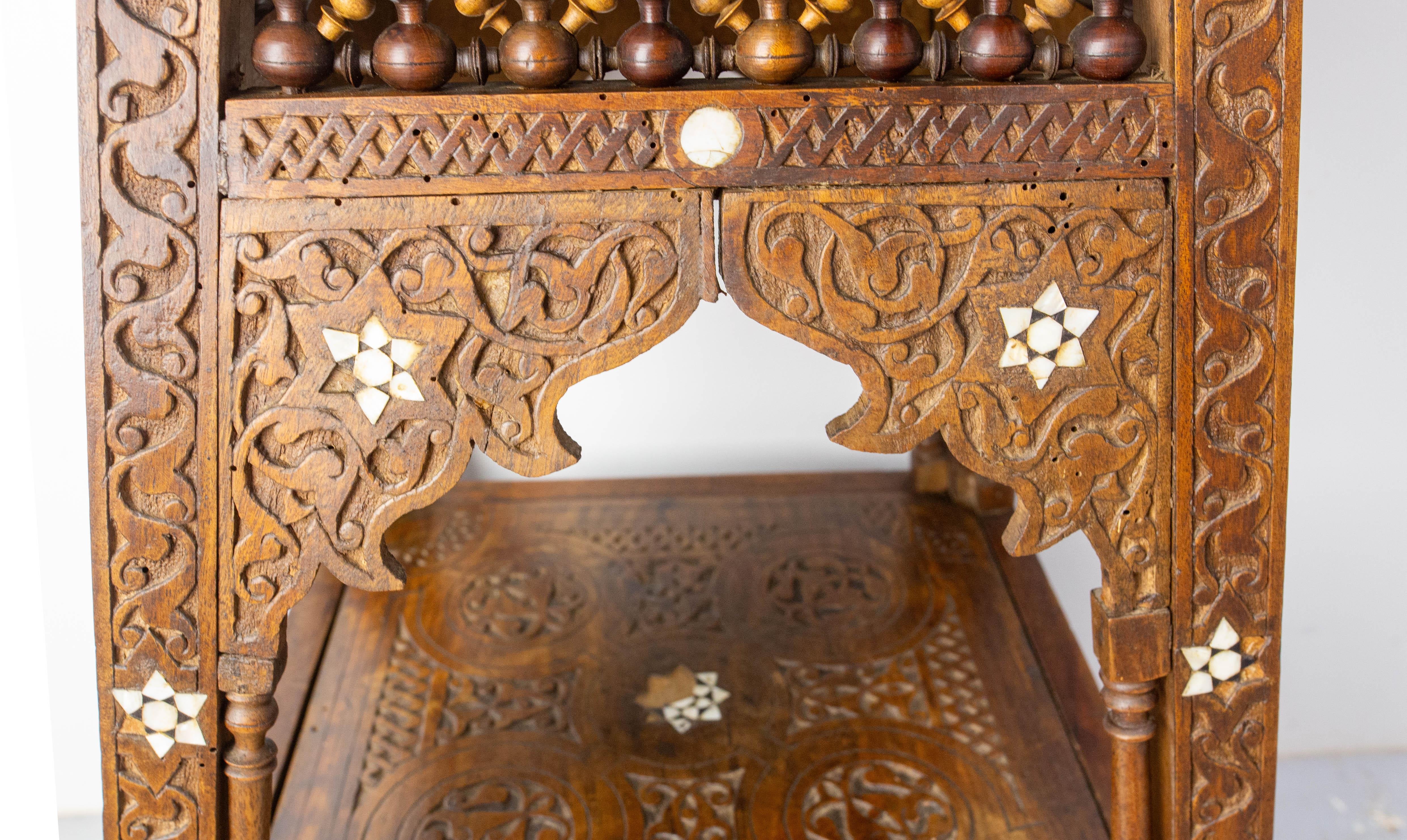 Syrian Hand-Carved & Inlaid Pedestal, early 20th century For Sale 5
