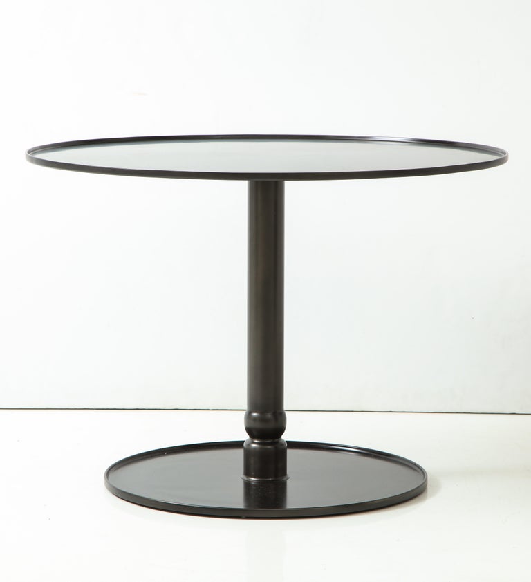 American The Pedestal Table, Hand Blackened Patina, Cast Base & Forged Edges For Sale