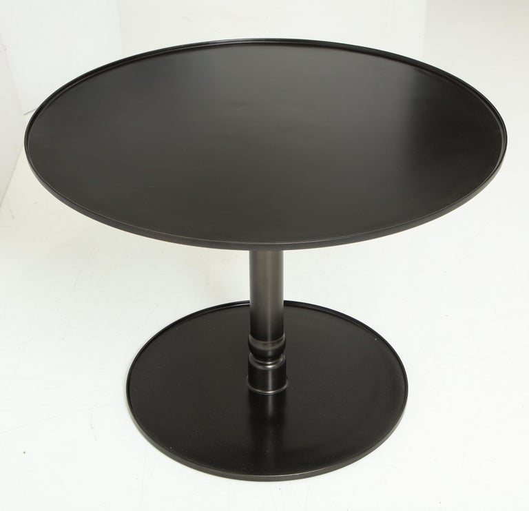 Hand-Crafted The Pedestal Table, Hand Blackened Patina, Cast Base & Forged Edges For Sale