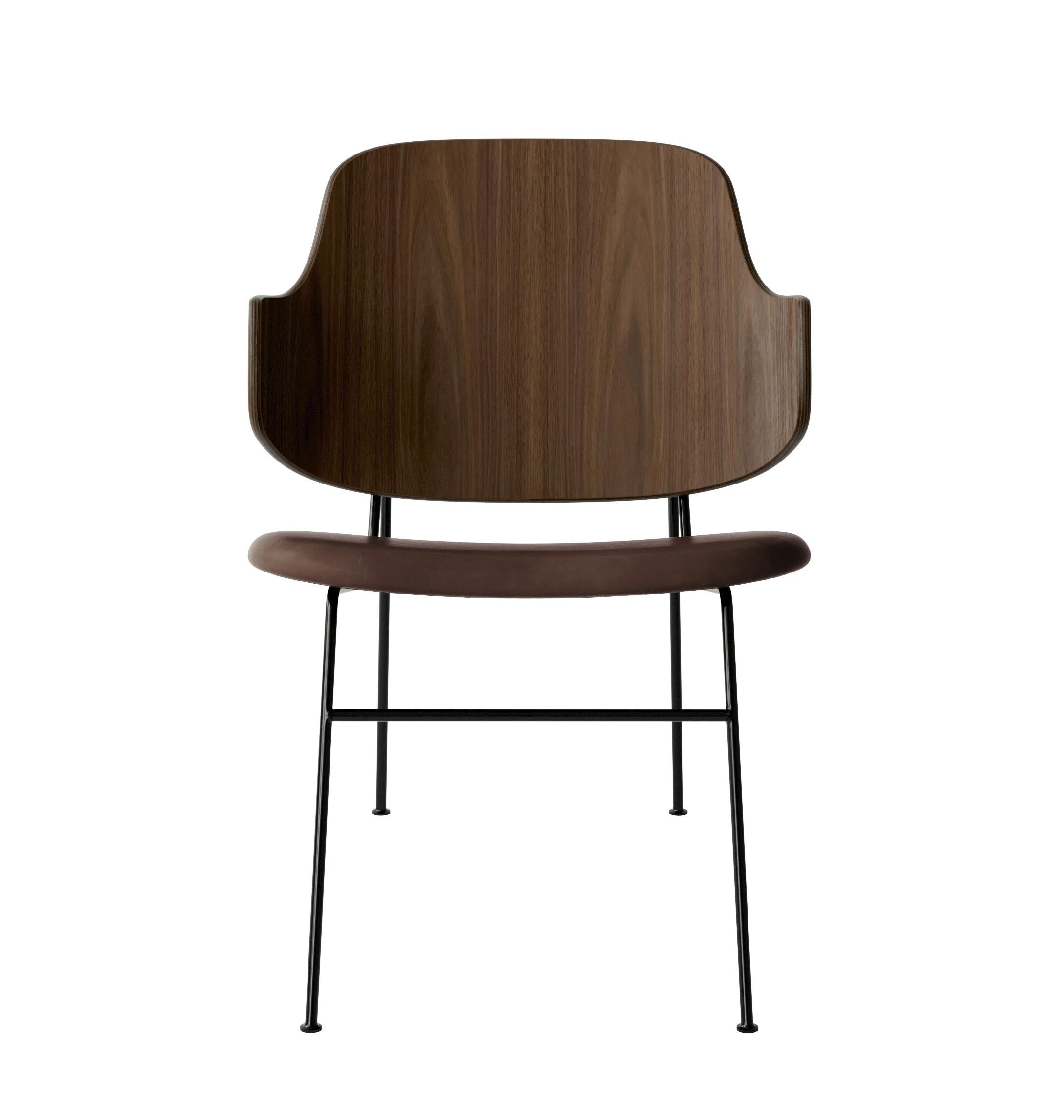 Powder-Coated The Penguin Lounge Chair-Walnut & Leather Dakar 0329-by Ib Kofod-Larsen-for Audo For Sale