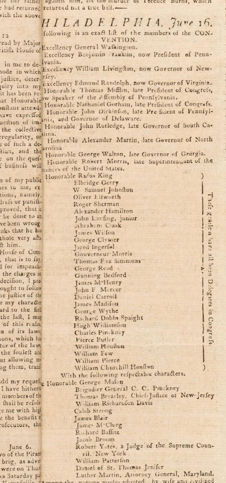 The Pennsylvania Journal und The Weekly Advertiser, herausgegeben am 16. Juni 1787 (Federal) im Angebot