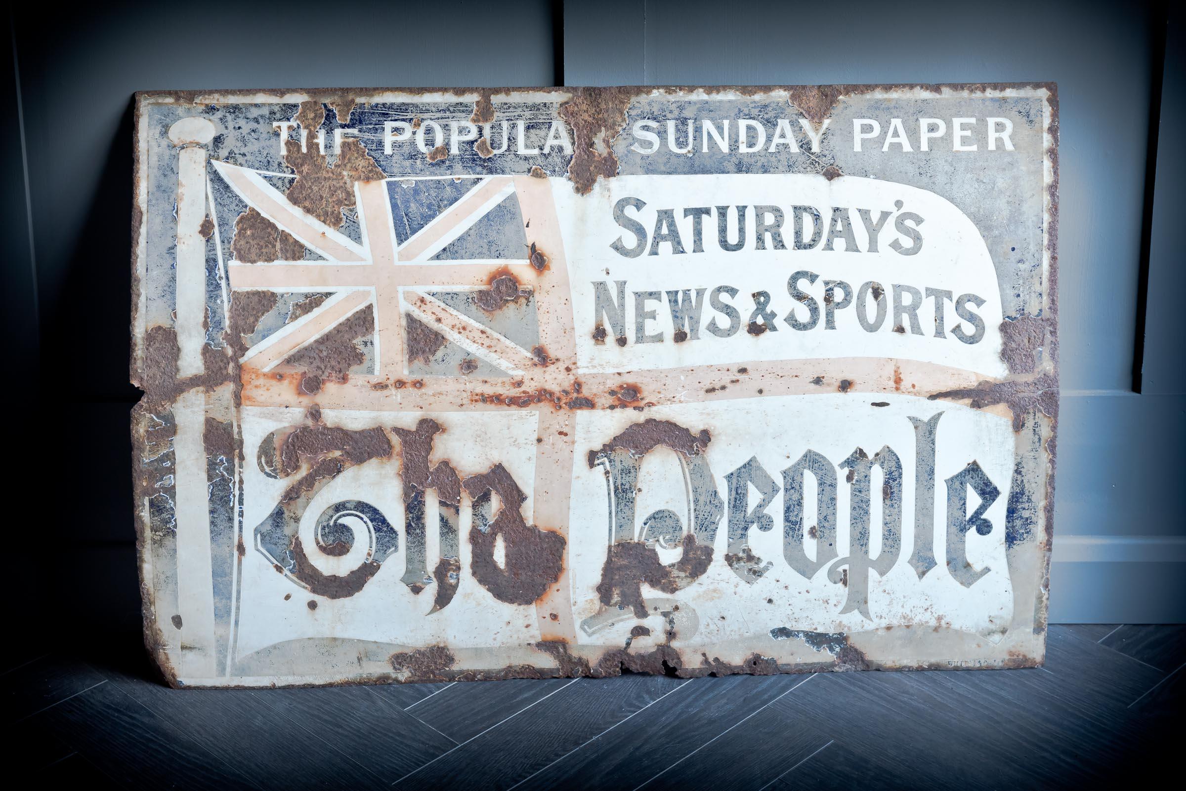 20th Century The People Newspaper Enamel Sign For Sale