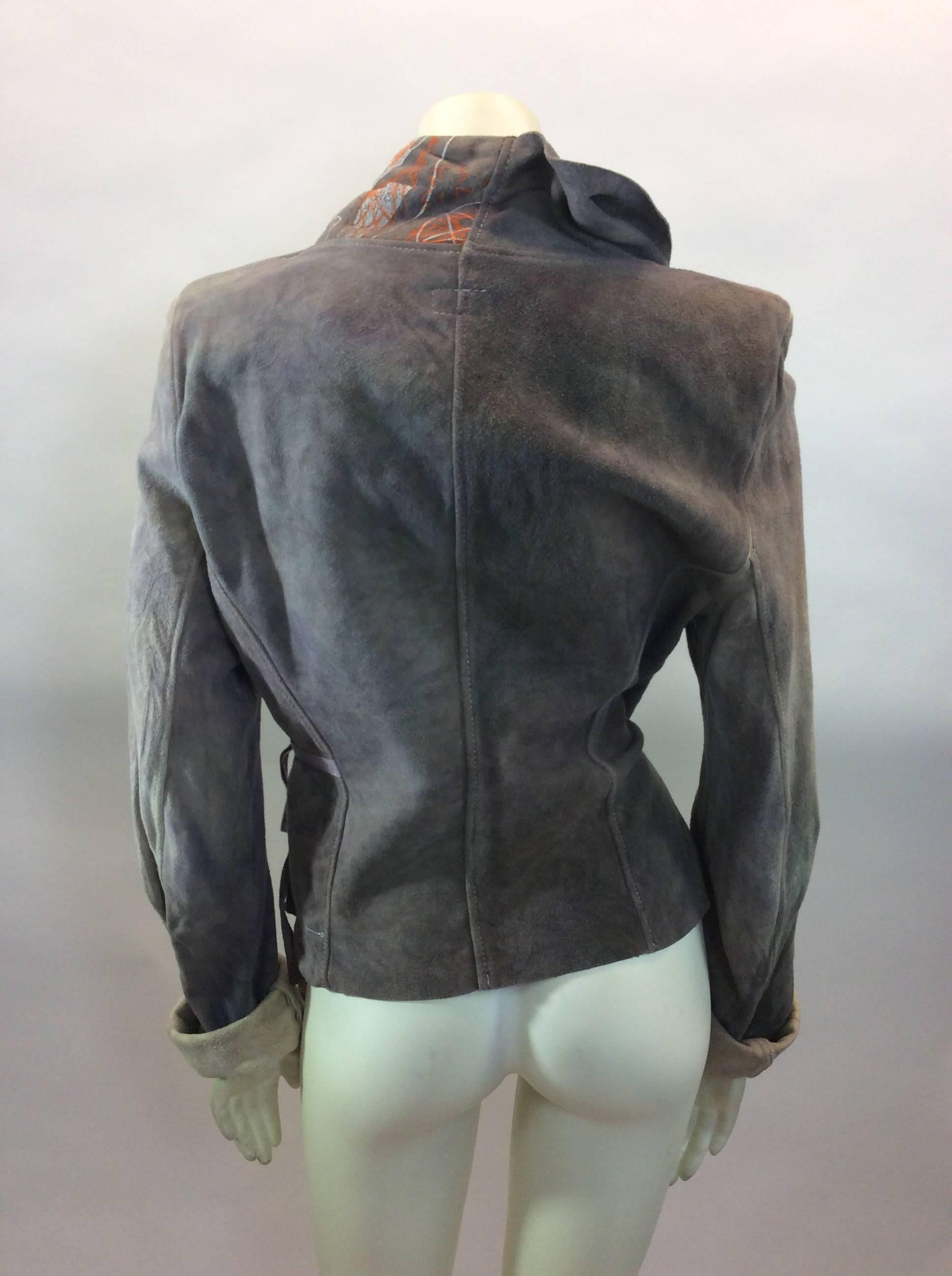 Gray The People of the Labyrinths Taupe Leather Wrap Jacket For Sale