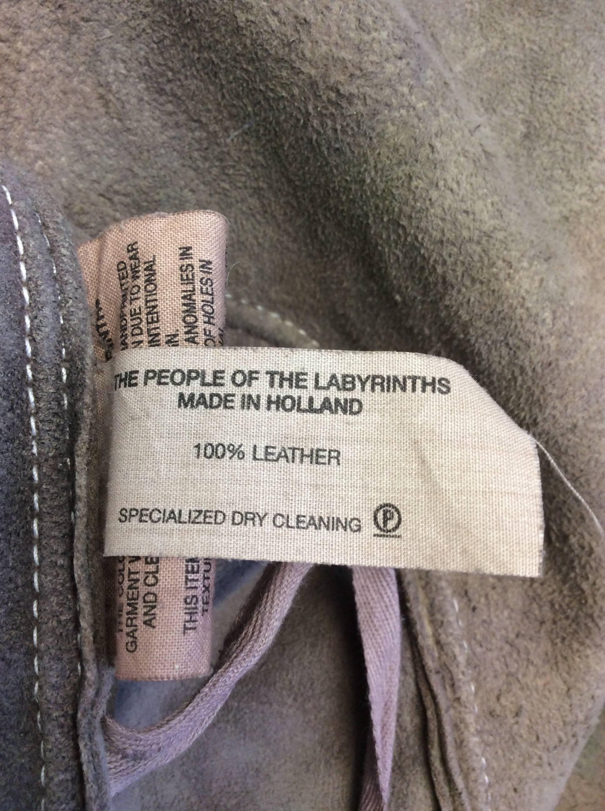 The People of the Labyrinths Taupe Leather Wrap Jacket For Sale 3