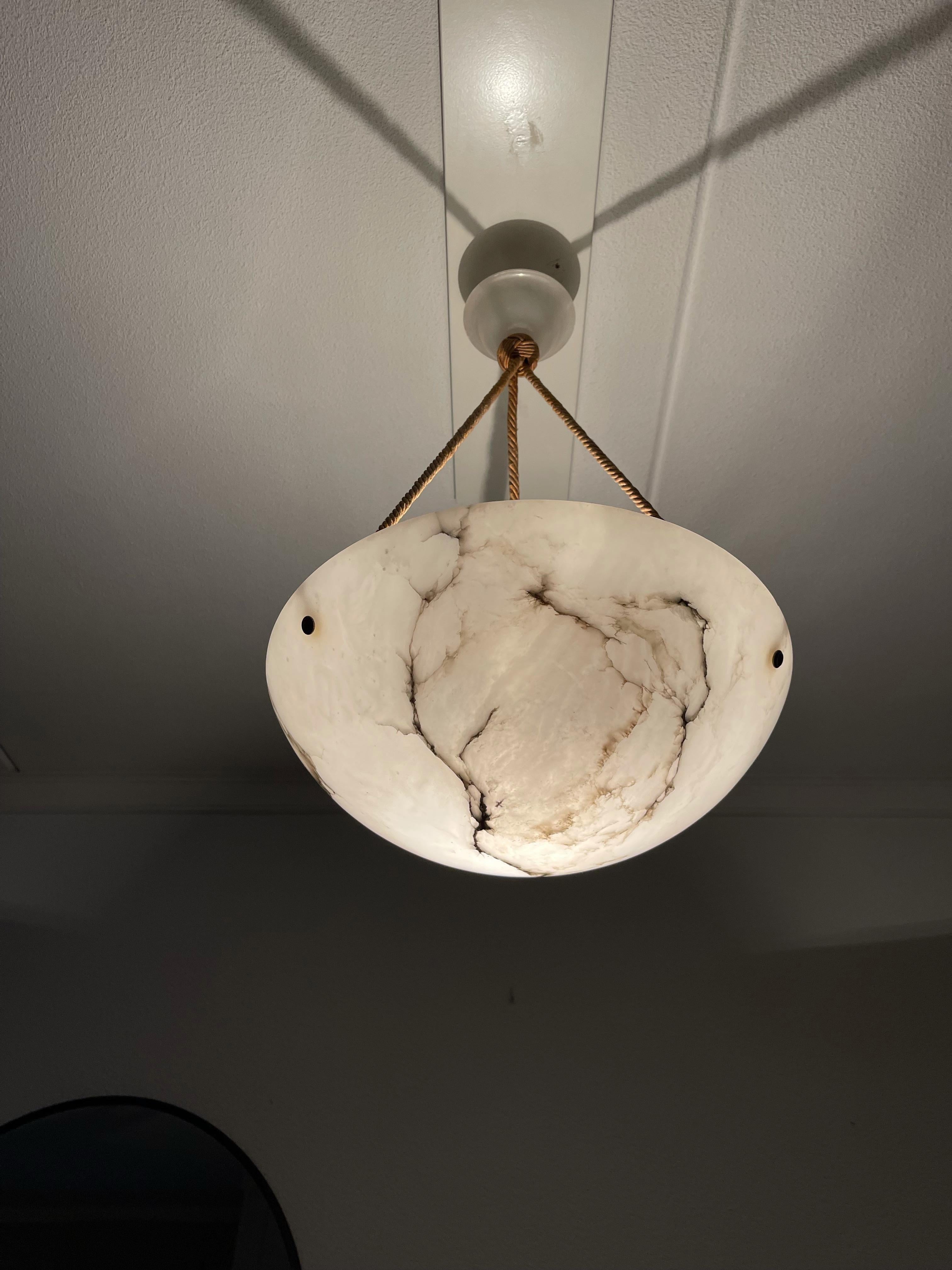 Perfect Shape Pure White Alabaster and Black Veins Pendant Light Chandelier 4
