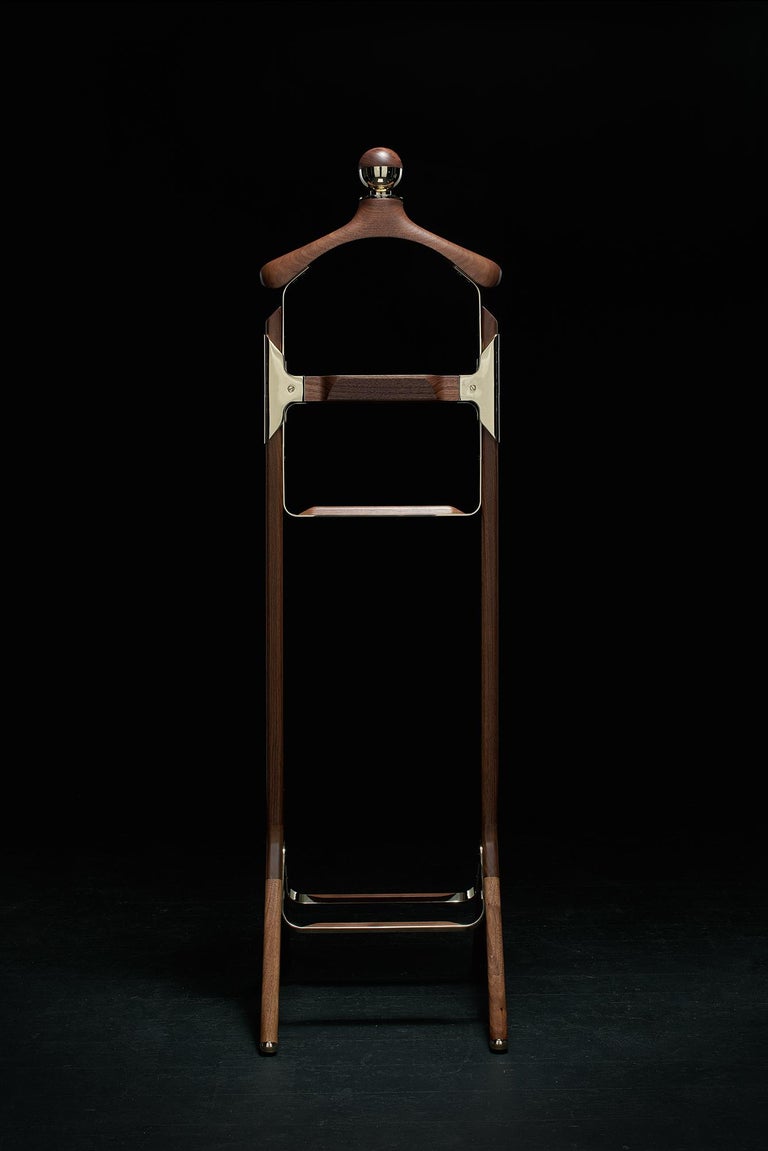 Permanent Style Valet Stand by Honorific in Solid Brass and Black