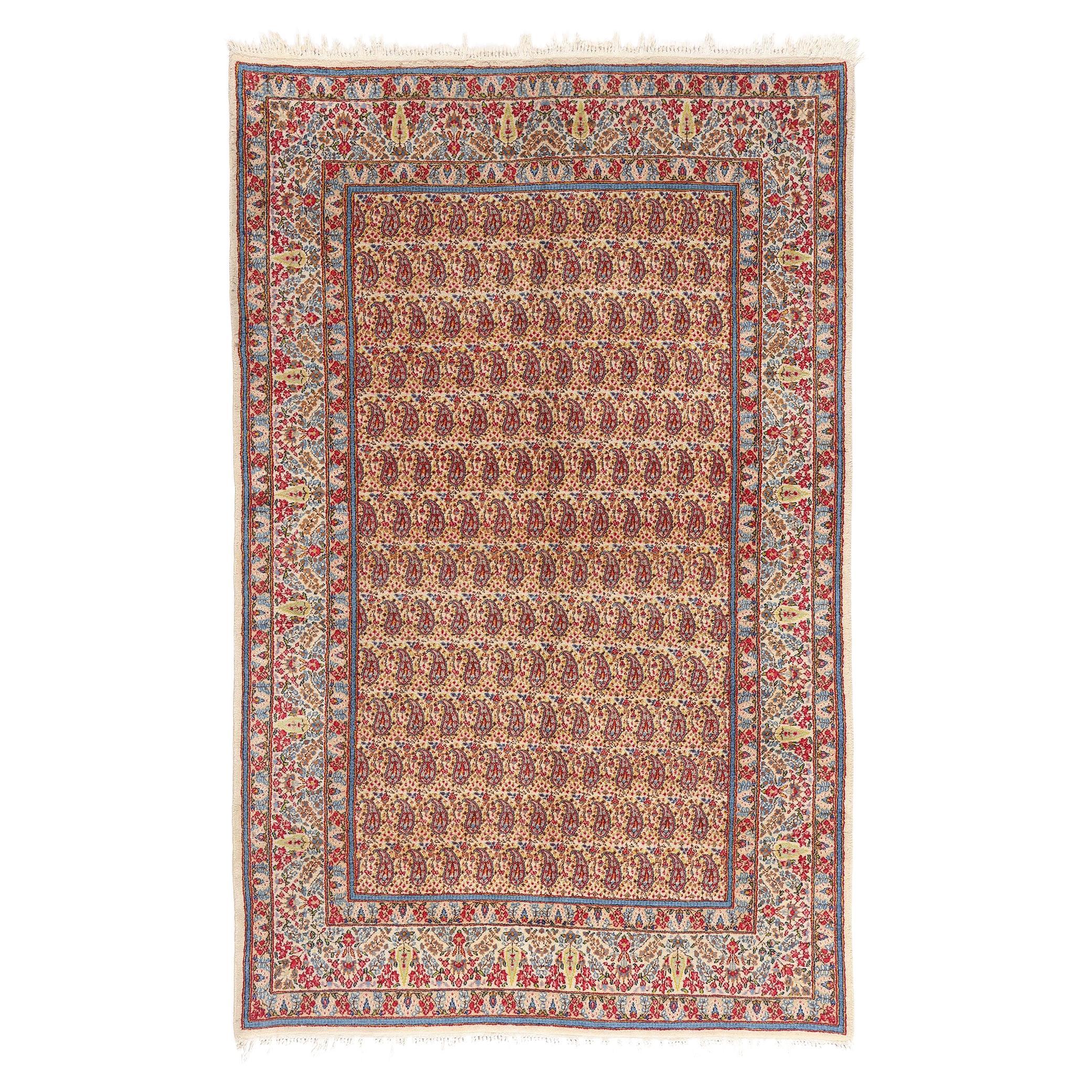 The Persian Prince’s Whisper: A Late Qajar Kerman Masterpiece of Courtly Taste For Sale