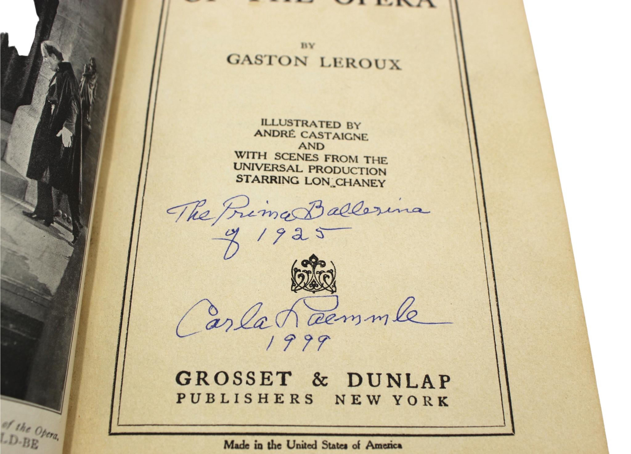 Leather The Phantom of the Opera by Gaston Leroux, Signed by Carla Laemmle, Photoplay For Sale