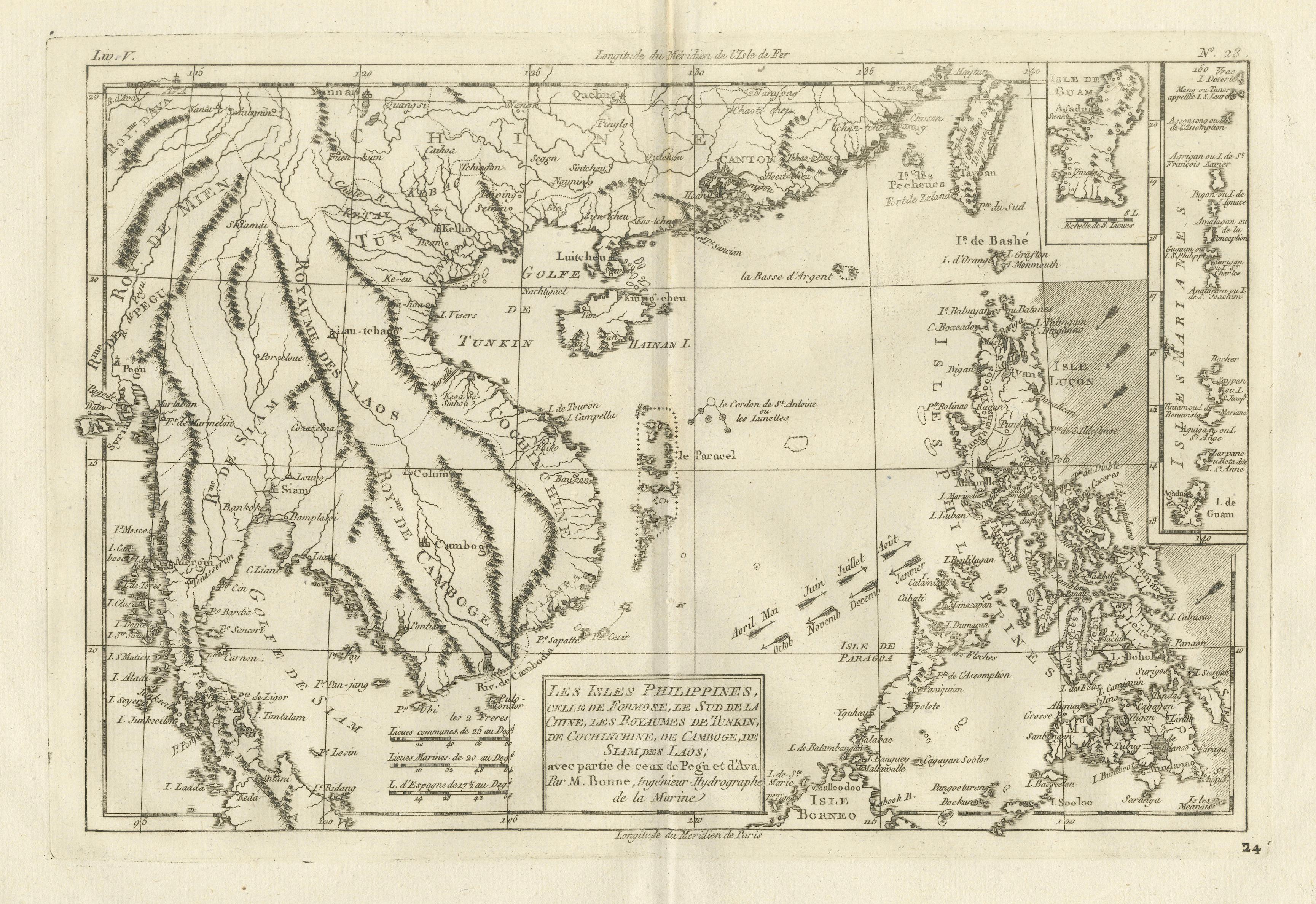 The Philippines & Southeast Asia – Bonne’s Antique Map of Indo-China, c.1780