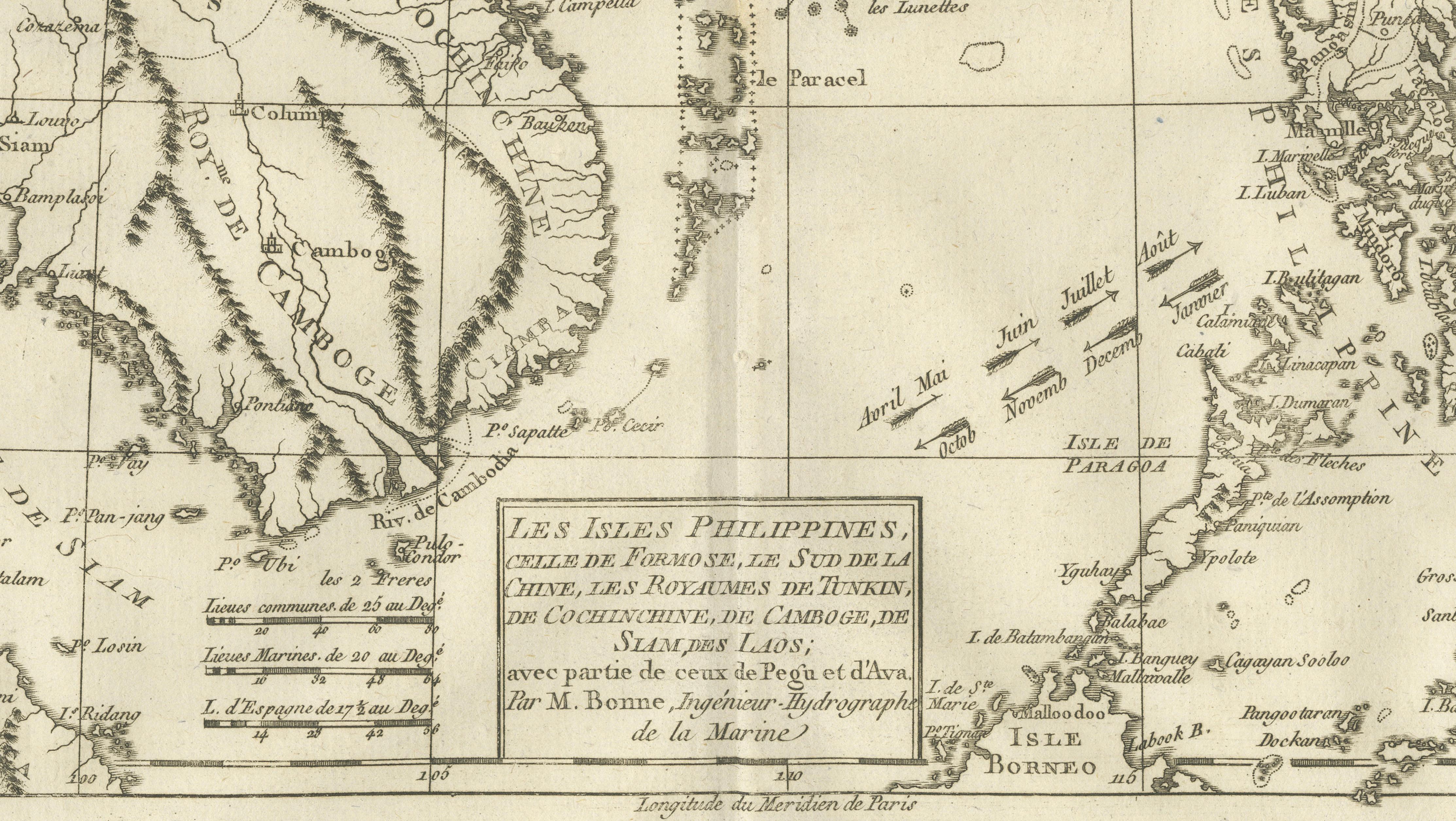 The Philippines & Southeast Asia – Bonne’s Antique Map of Indo-China, c.1780