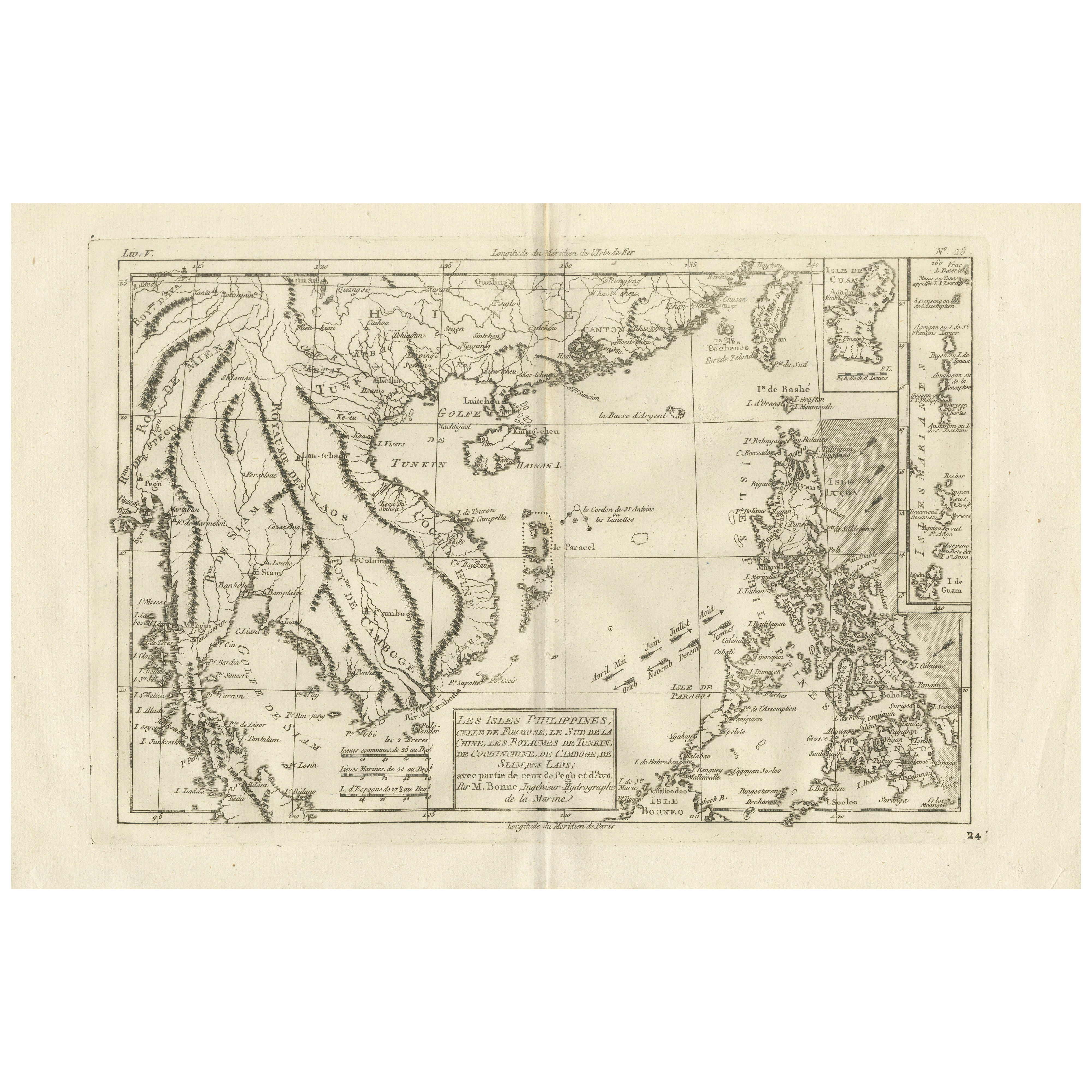 Filippine e Southeast Asia - Mappa antica di Bonne dell
Indocina, 1780 ca.