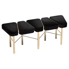 The Pianist Geometric Bench In Black & White with Solid Brass Base