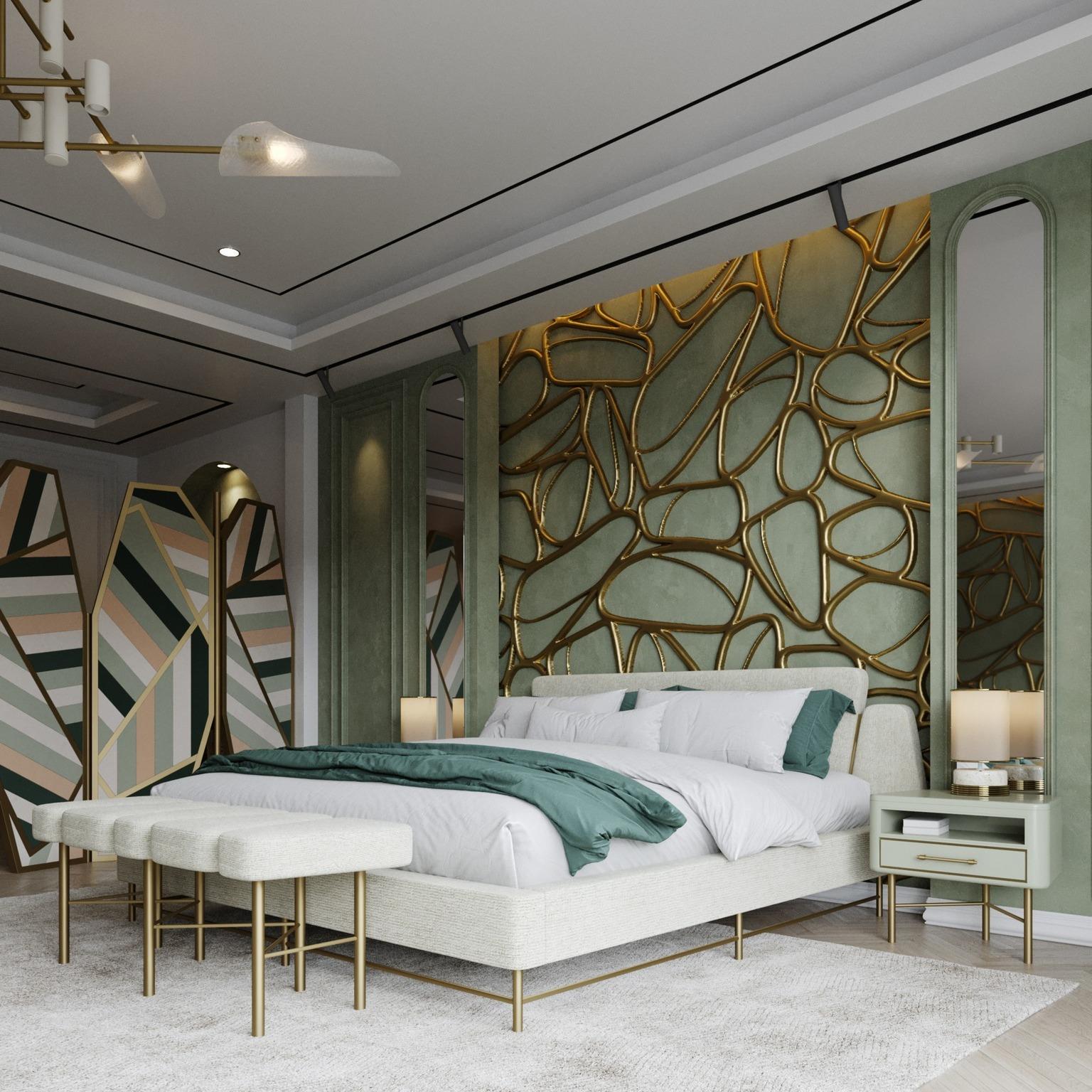 Banc géométrique Pianist en velours Jewell avec piètement en laiton massif Neuf - En vente à NEW YORK, NY