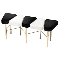The Pianist Geometric Bench In Sunset Gradient Velvets with Solid Brass Base