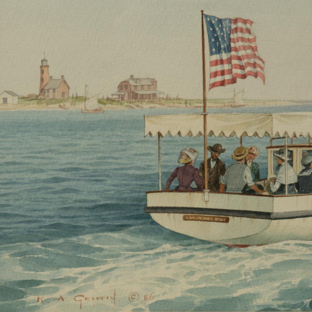 English The Picnic, Island Belle, & the schooner Harry L Belden, Nantucket Harbour, U.S. For Sale