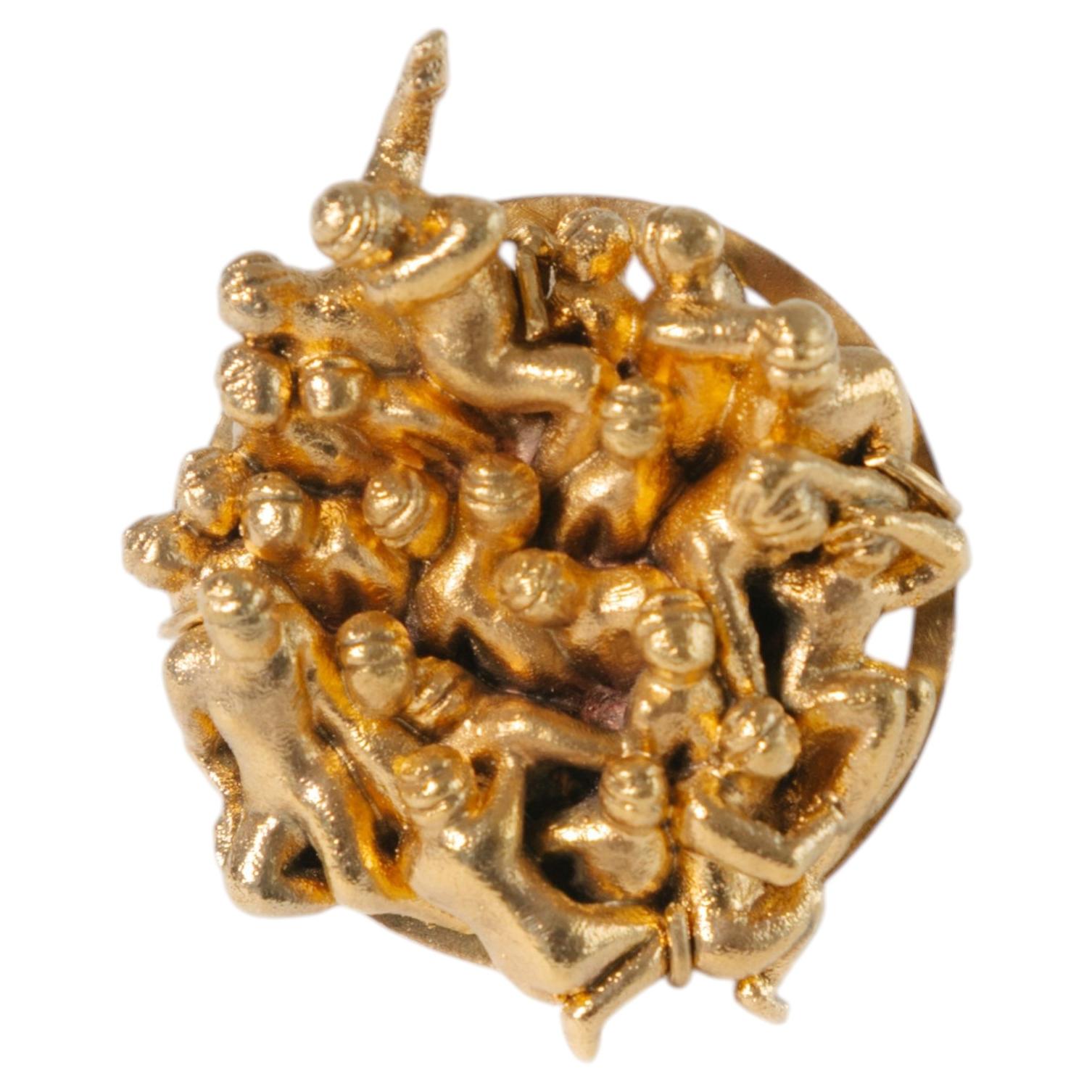 The Pile Anchored Ring in Sculpted Resin, Silver and 24k Gold by AMBOS TOUKO
