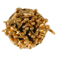 The Pile Attached Brooch in Sculpted Resin, Silver and 24k Gold by AMBOS TOUKO