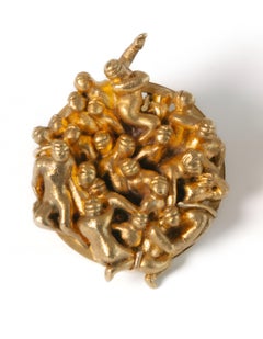 The Pile Suspended Earring in Sculpted Resin, Silver and 24k Gold by AMBOS TOUKO