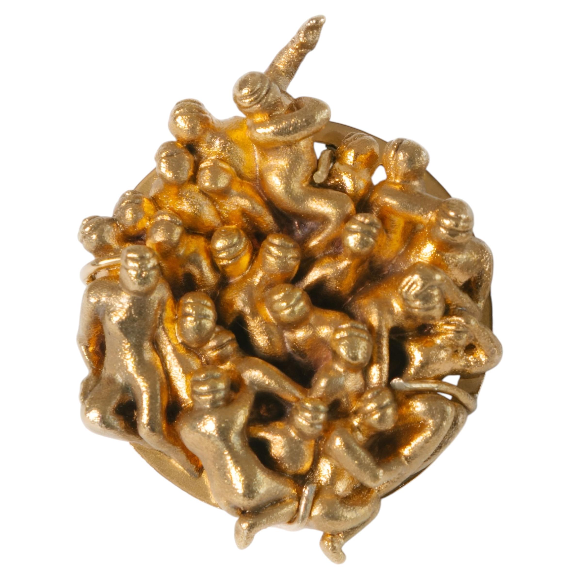 The Pile Suspended Earring in Sculpted Resin, Silver and 24k Gold by AMBOS TOUKO For Sale