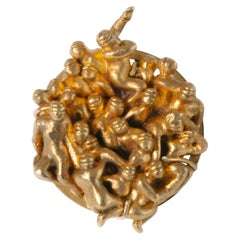 The Pile Suspended Earring in Sculpted Resin, Silver and 24k Gold by AMBOS TOUKO