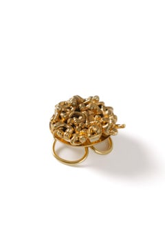 The Pile Tied Scarf Ring in Sculpted Resin, Silver and 24k Gold by AMBOS TOUKO