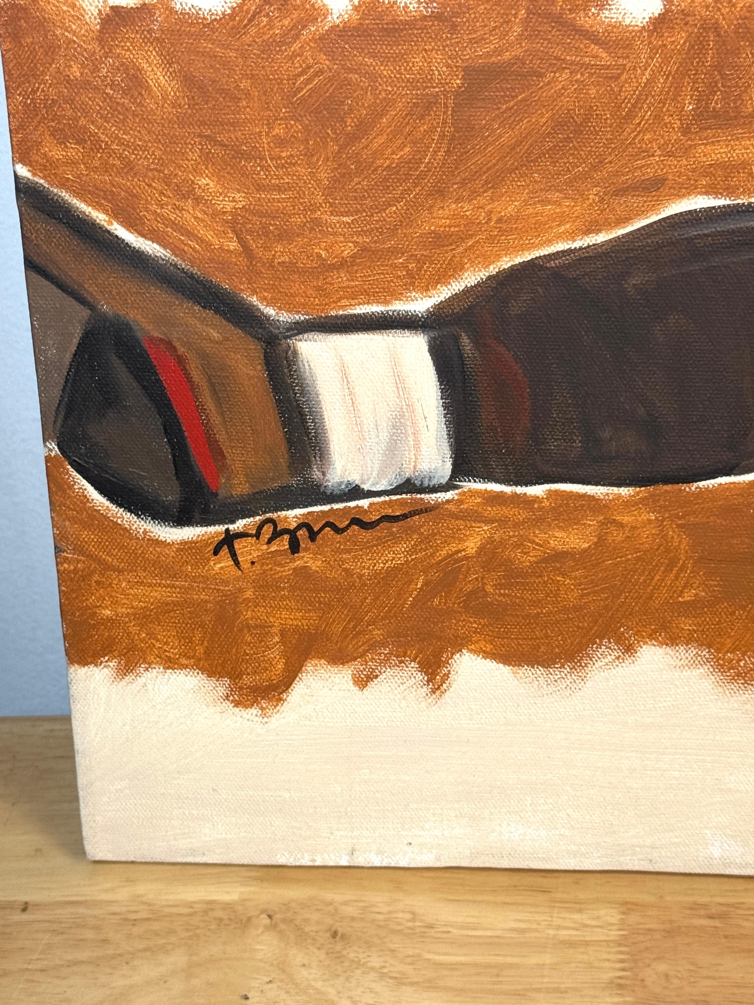 Hand-Painted “The Pile-Up: 1930s Football” Mid-Century Oil on Canvas by T. Byrne, 30