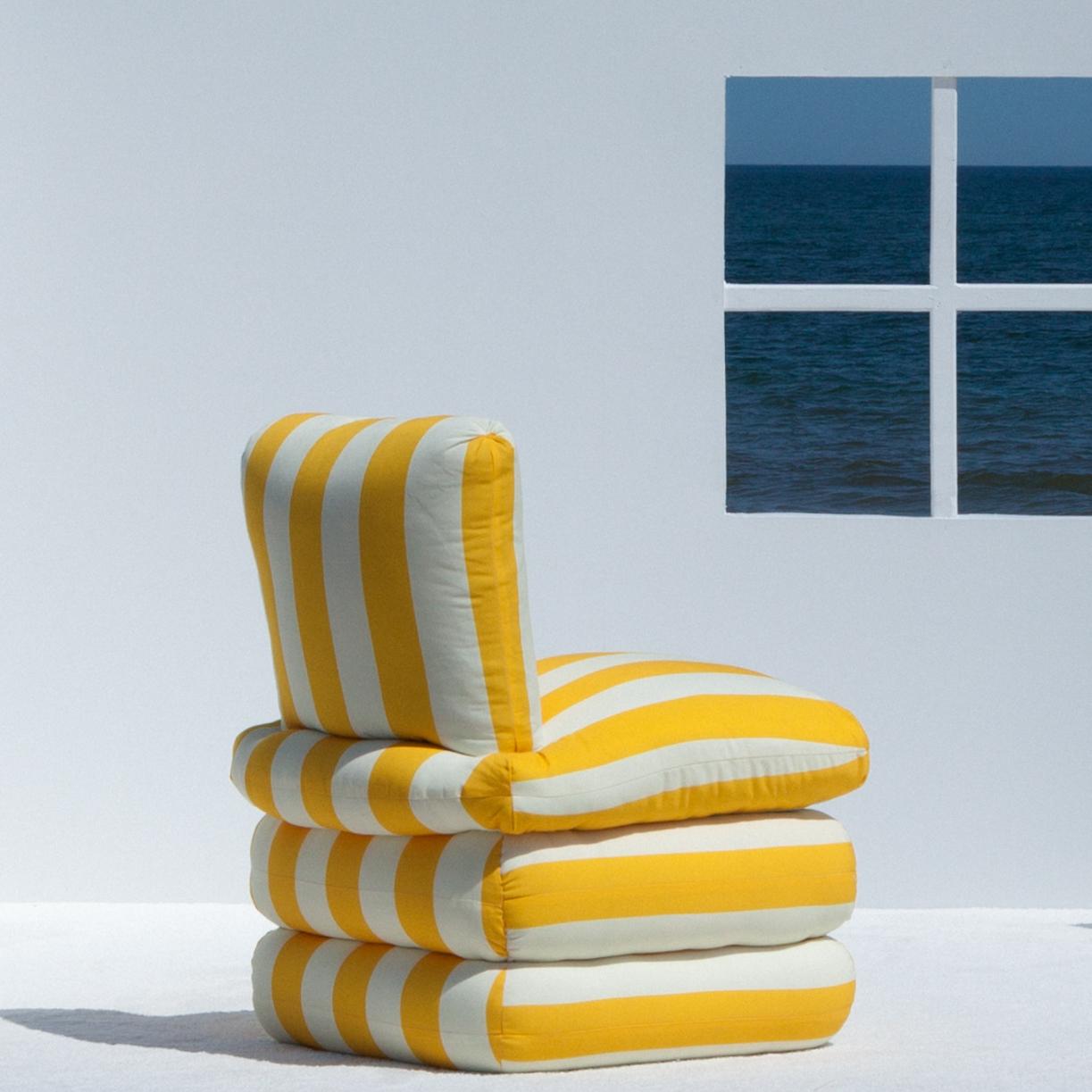Contemporary Pillow Chair, Yellow 