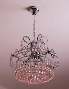 The Pink Crown, Murano Chandelier Pink Drops, 1980s
