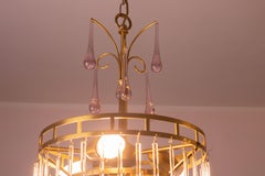 The White Crown, Murano Chandelier White and Purple Drops, 1960s