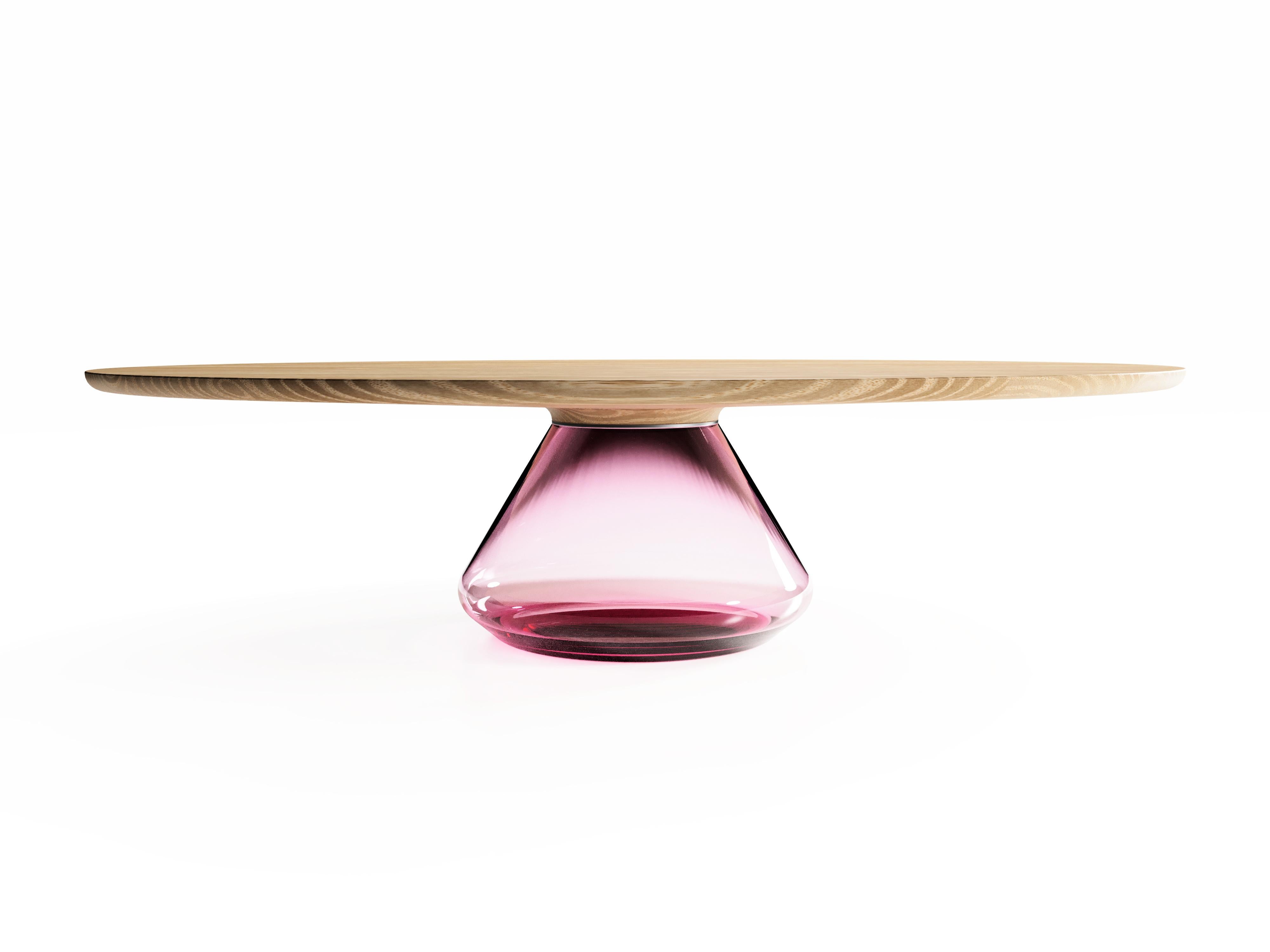 Glass Pink Lady Eclipse I, Limited Edition Coffee Table by Grzegorz Majka For Sale
