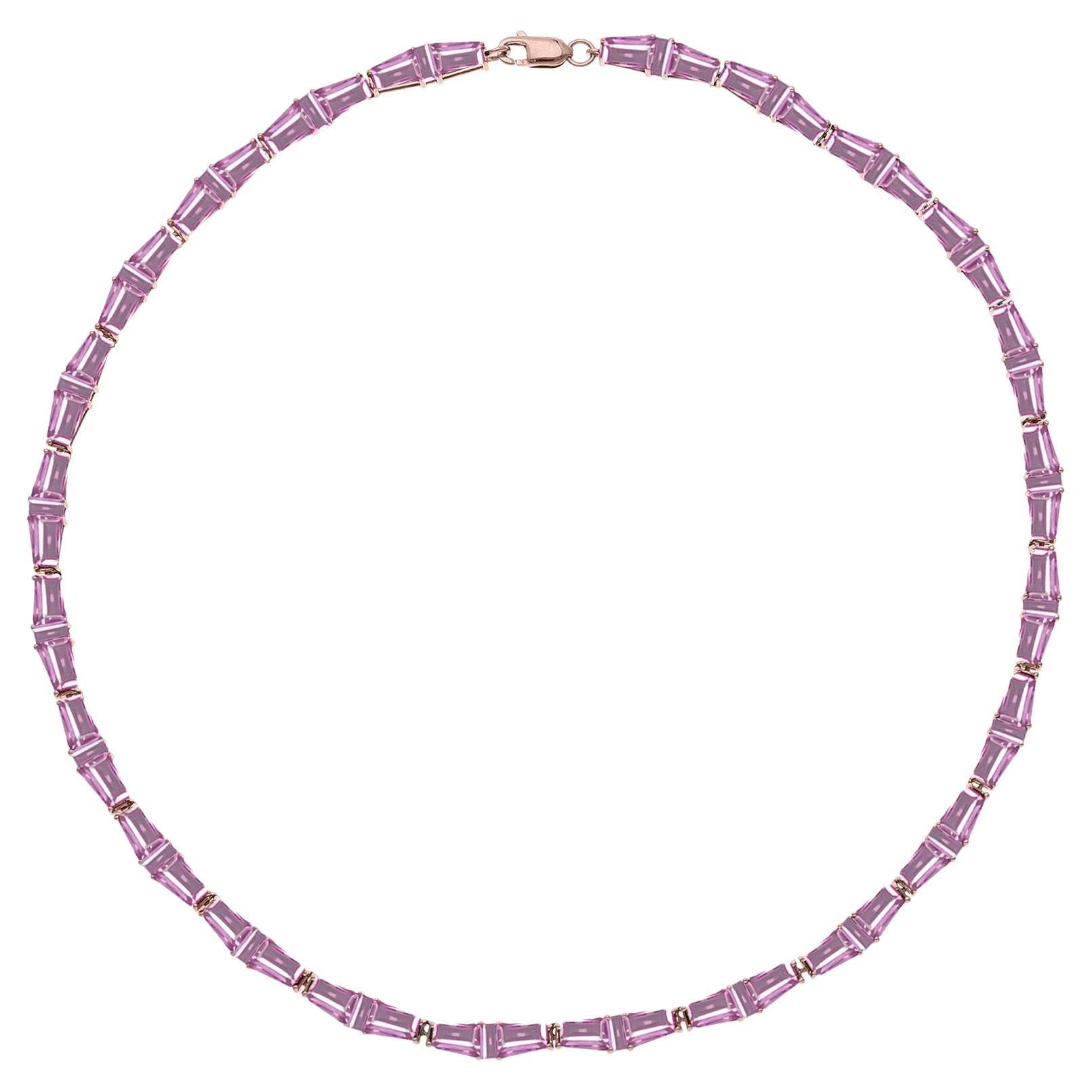 The Pink Sapphire Barbiecore Choker, 10kt Rose Gold For Sale