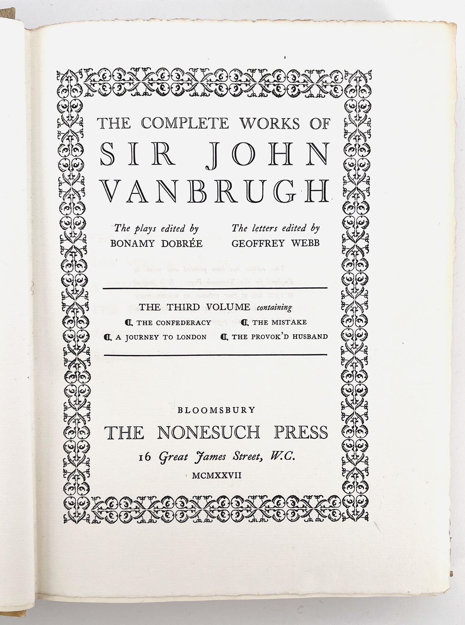 The Complete Works of Sir John Vanbrugh ; The plays edited by Bonamy Dobrée. en vente 6
