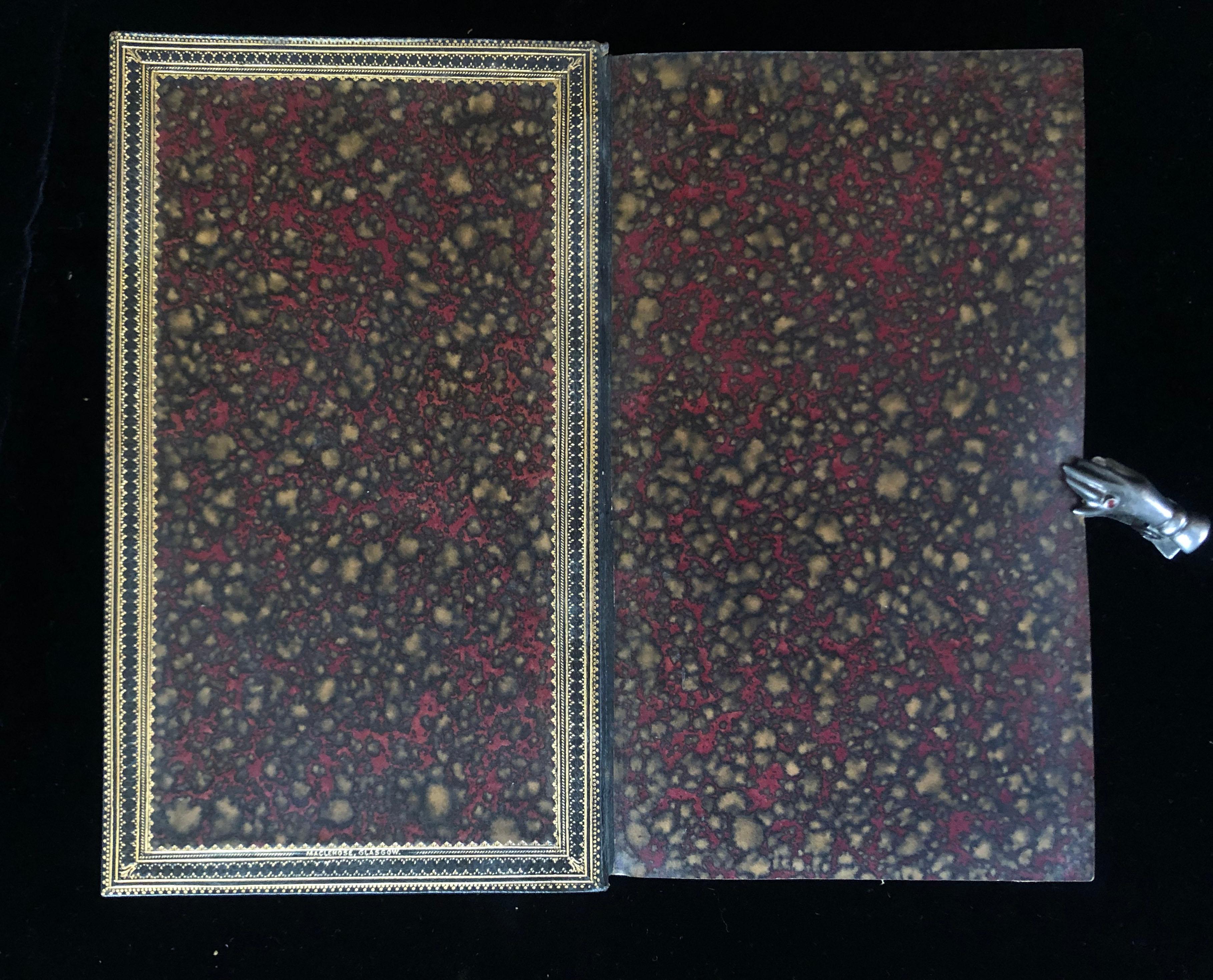 This is the FIRST EDITION OF ROBERT FERGUSSON'S POEMS in a very attractive binding. It presents poems in both English (1-84) and Scots (80-121) and includes a Glossary of Scots words contained in the poems. Edinburgh-born bohemian poet ROBERT
