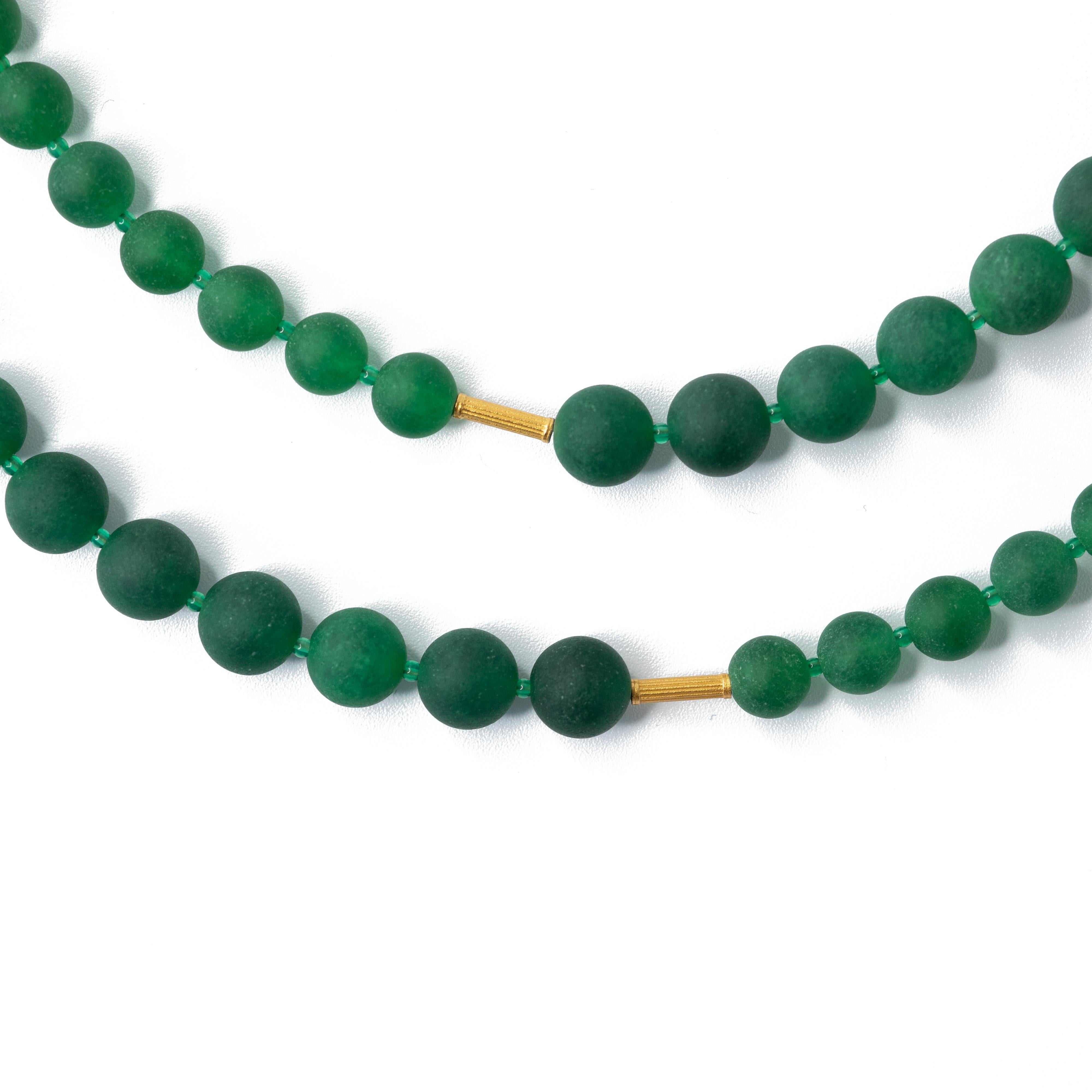 The Poet's Garden Green Chalcedony Beads and Gold Necklace - by Bombyx House In New Condition For Sale In Westport, CT