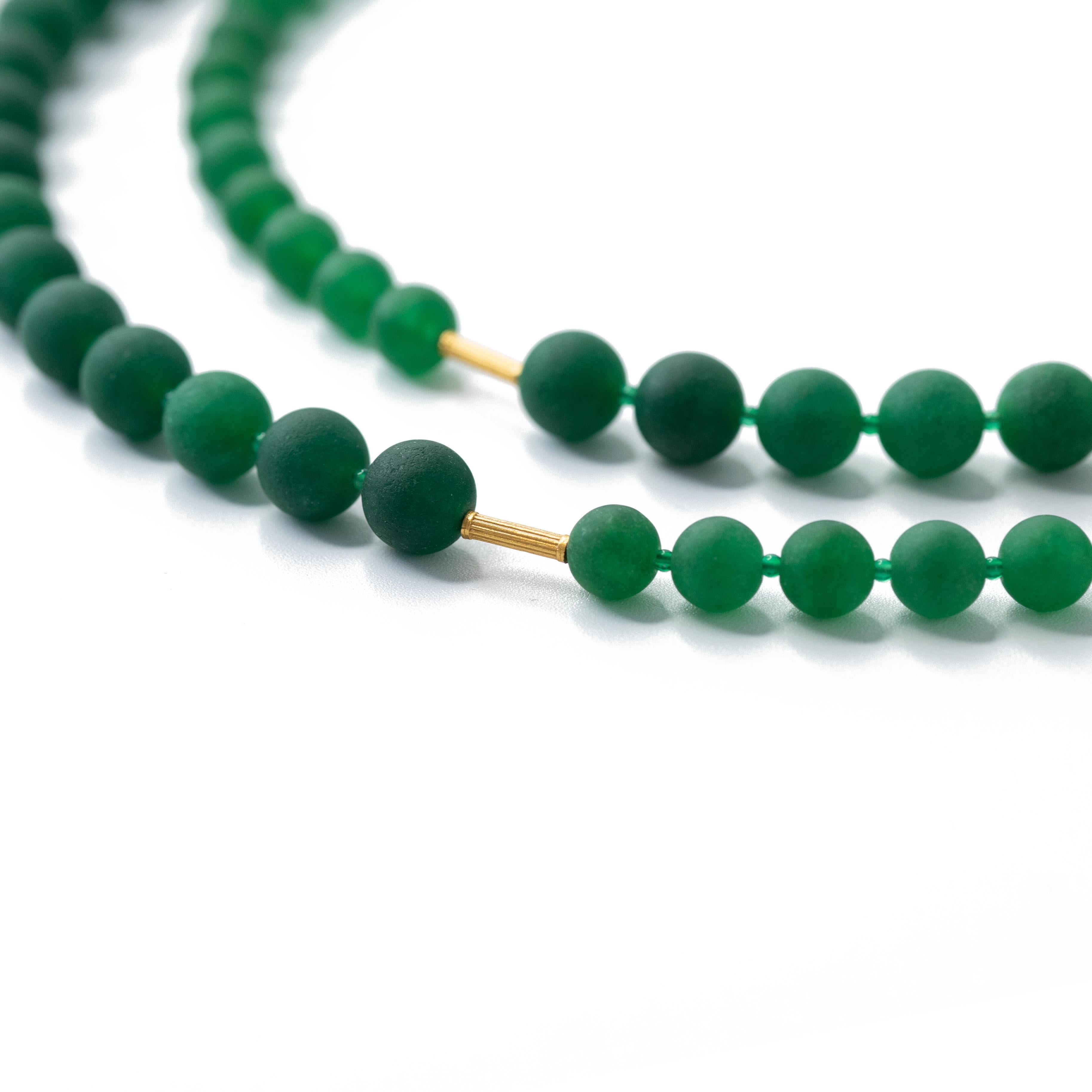Women's Green Chalcedony Beads and Gold Necklace -The Poet's Garden by Bombyx House For Sale