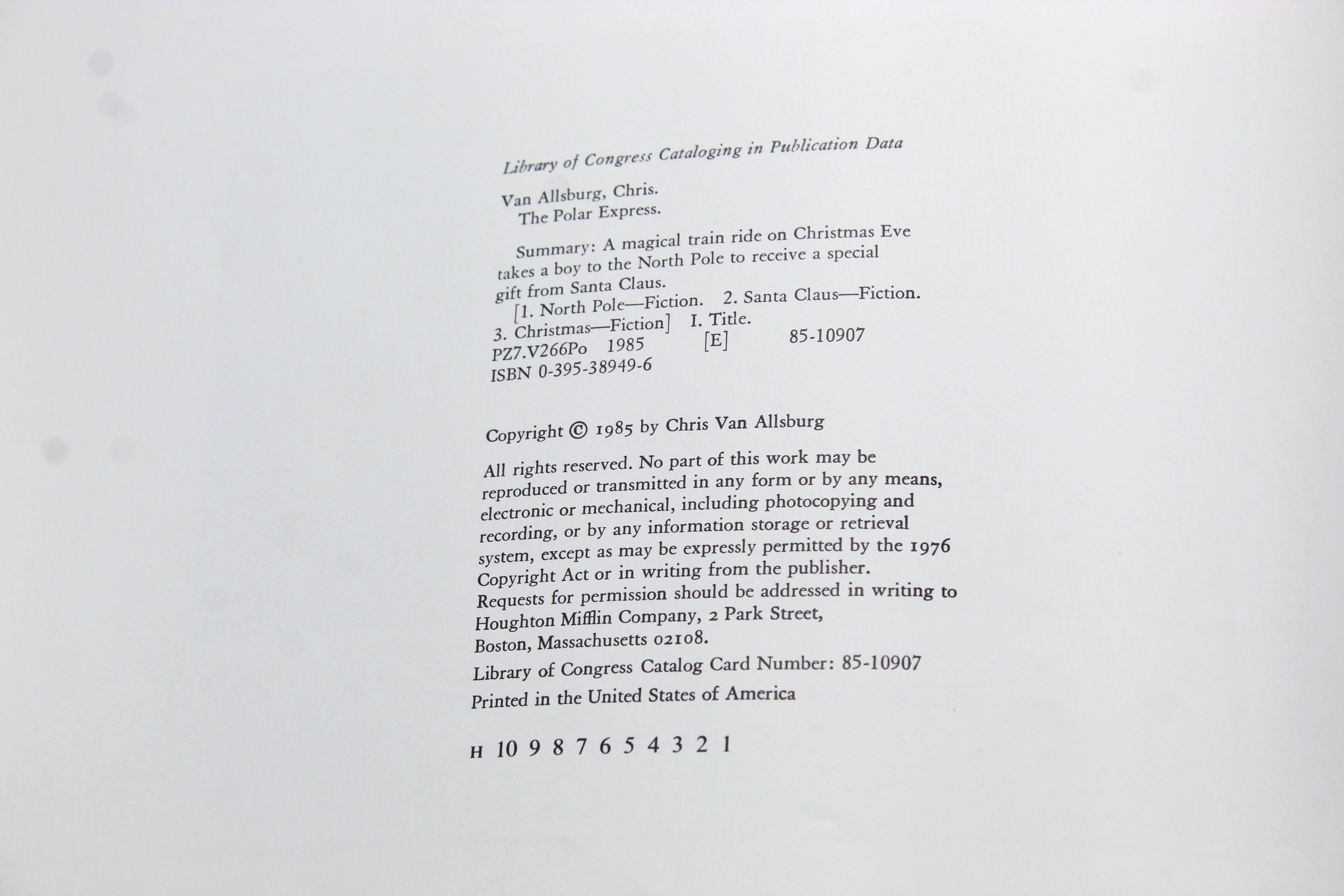 The Polar Express, Firmato da Chris van Allsburg, Prima edizione, 1985 in vendita 2