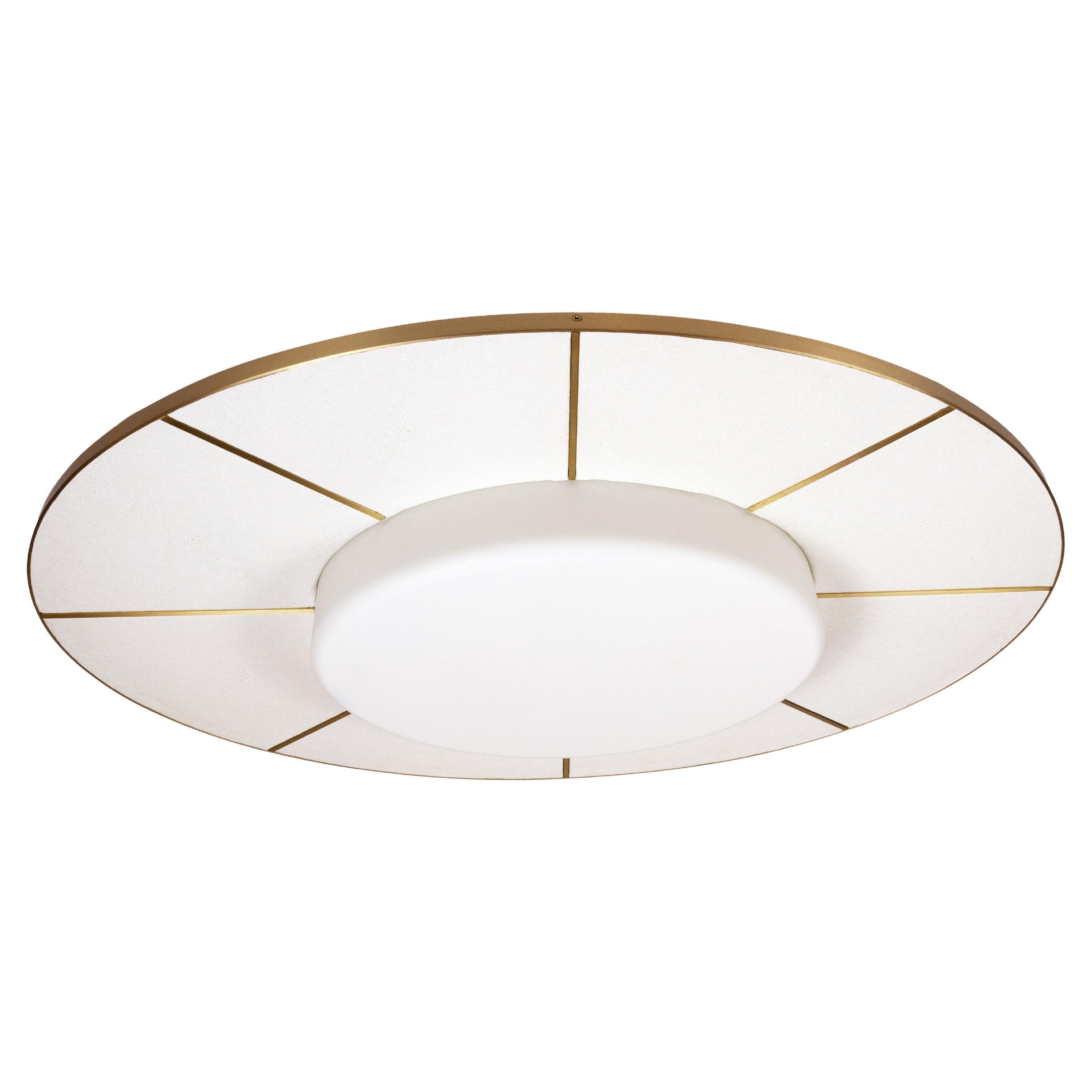 The Polaris Flush Mount in Textured Leather by David Duncan Studio For Sale