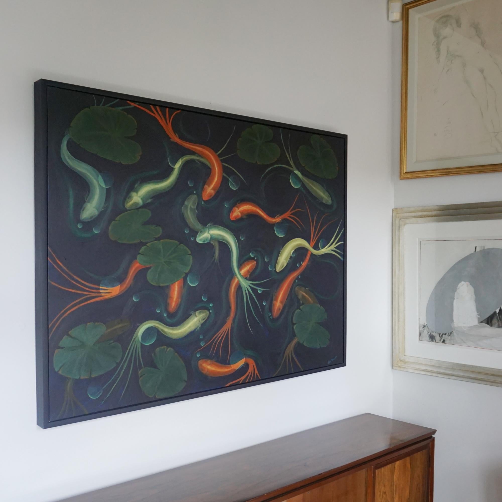 'The Pond' Contemporary Oil on Canvas by Vera Jefferson In Excellent Condition For Sale In Forest Row, East Sussex